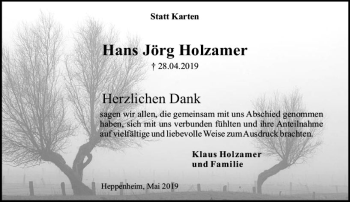 Traueranzeige von Hans Jörg Holzamer von vrm-trauer