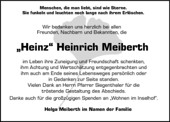 Traueranzeige von Heinrich Meiberth von vrm-trauer