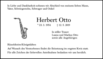 Traueranzeige von Herbert Otto von vrm-trauer