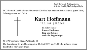 Traueranzeige von Kurt Hoffmann von vrm-trauer