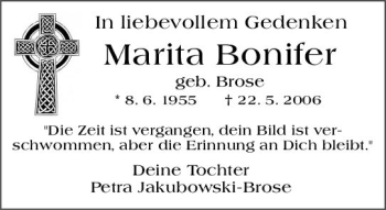 Traueranzeige von Marita Bonifer von vrm-trauer