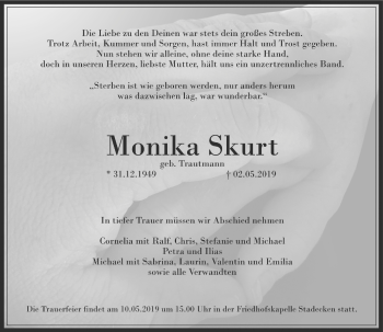Traueranzeige von Monika Skurt von vrm-trauer