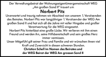 Traueranzeige von Norbert Pitz von vrm-trauer