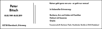 Traueranzeige von Peter Bitsch von vrm-trauer