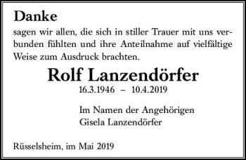 Traueranzeige von Rolf Lanzendörfer von vrm-trauer