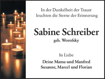 Traueranzeige von Sabine Schreiber von vrm-trauer