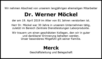 Traueranzeige von Werner Möckel von vrm-trauer