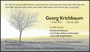 Traueranzeige von Georg Krichbaum von vrm-trauer