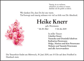 Traueranzeige von Heike Knerr von vrm-trauer