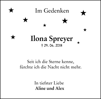 Traueranzeige von Ilona Spreyer von vrm-trauer