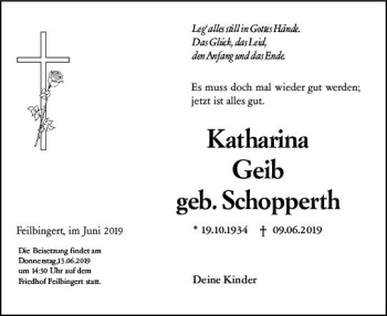 Traueranzeige von Katharina Geib von vrm-trauer