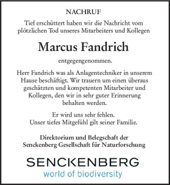 Traueranzeige von Marcus Fandrich von vrm-trauer