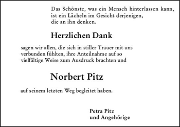 Traueranzeige von Norbert Pitz von vrm-trauer