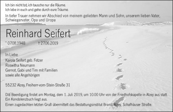 Traueranzeige von Reinhard Seifert von vrm-trauer