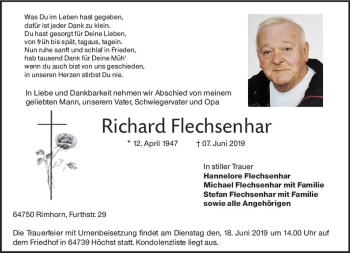 Traueranzeige von Richard Flechsenhar von vrm-trauer
