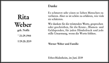 Traueranzeige von Rita Weber von vrm-trauer