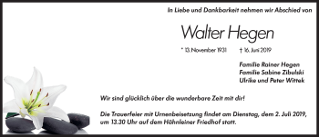 Traueranzeige von Walter Hegen von vrm-trauer