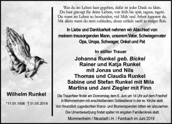 Traueranzeige von Wilhelm Runkel von vrm-trauer