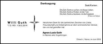 Traueranzeige von Willi Guth von vrm-trauer