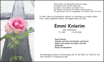 Traueranzeige von Emmi Knierim von vrm-trauer