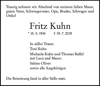 Traueranzeige von Fritz Kuhn von vrm-trauer
