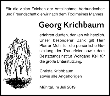 Traueranzeige von Georg Krichbaum von vrm-trauer