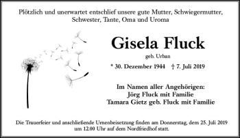 Traueranzeige von Gisela Fluck von vrm-trauer