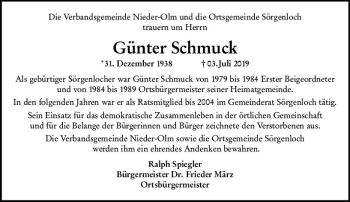 Traueranzeige von Günter Schmuck von vrm-trauer