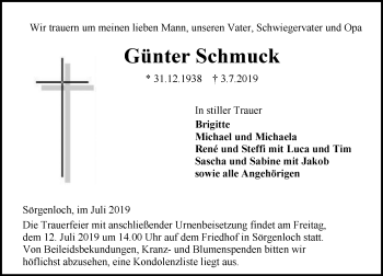 Traueranzeige von Günter Schmuck von vrm-trauer