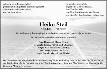 Traueranzeige von Heiko Steil von vrm-trauer