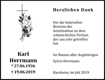 Traueranzeige von Karl Hermann von vrm-trauer