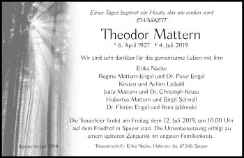 Traueranzeige von Theodor Mattern von vrm-trauer