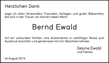 Traueranzeige von Bernd Ewald von vrm-trauer