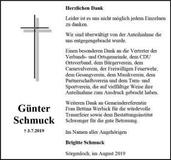 Traueranzeige von Günter Schmuck von vrm-trauer