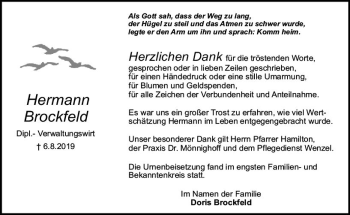 Traueranzeige von Hermann Brockfeld von vrm-trauer