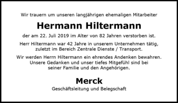 Traueranzeige von Hermann Hiltermann von vrm-trauer
