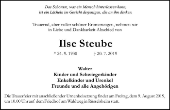 Traueranzeige von Ilse Steube von vrm-trauer