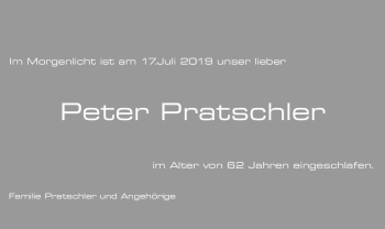 Traueranzeige von Peter Pratschler von vrm-trauer