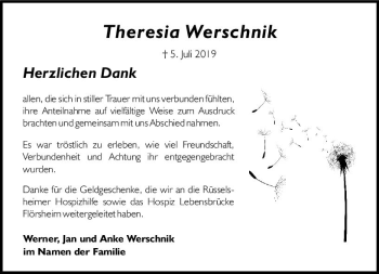 Traueranzeige von Theresia Werschnik von vrm-trauer