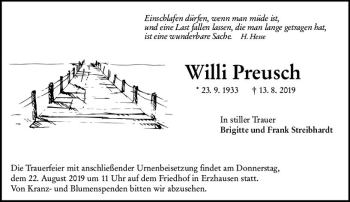 Traueranzeige von Willi Preusch von vrm-trauer
