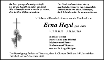 Traueranzeige von Erna Heydt von vrm-trauer