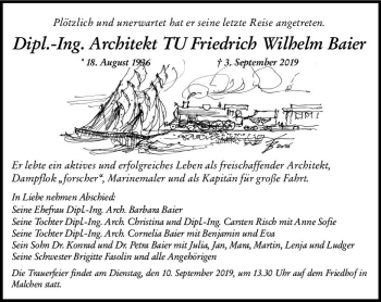 Traueranzeige von Friedrich Wilhelm Baier von vrm-trauer