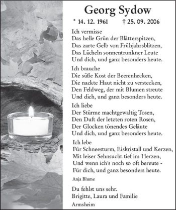 Traueranzeige von Georg Sydow von vrm-trauer