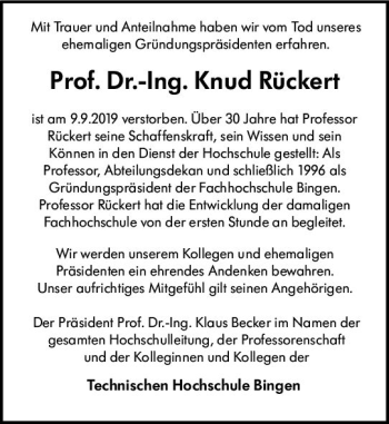 Traueranzeige von Knud Rückert von vrm-trauer