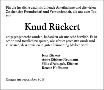 Traueranzeige von Knud Rückert von vrm-trauer