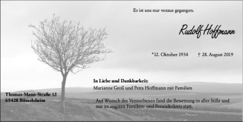 Traueranzeige von Rudolf Hoffmann von vrm-trauer