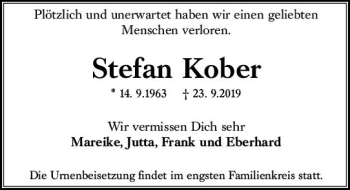 Traueranzeige von Stefan Kober von vrm-trauer