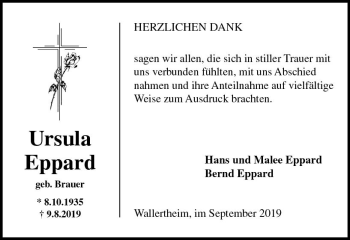Traueranzeige von Ursula Eppard von vrm-trauer