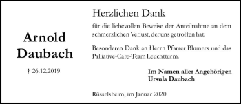 Traueranzeige von Arnold Daubach von vrm-trauer