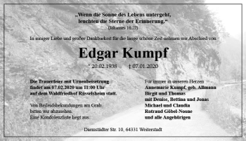 Traueranzeige von Edgar Kumpf von vrm-trauer
